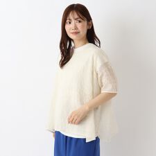 総刺繍 半袖ブラウス
