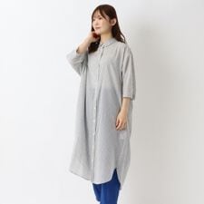 先染めストライプワンピース