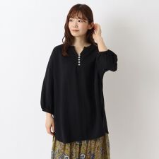 接触冷感 ブラウス風プルオーバー