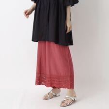 綿麻レーヨン ロングレース 切替ペチパンツ