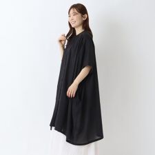 ボイルギャザー 5分袖ワイドワンピース