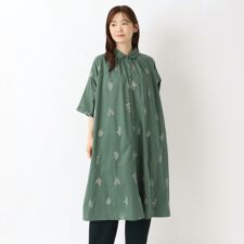 花柄総刺繍 5分袖ワンピース