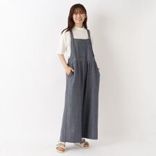 綿麻 シャンブレーサロペット