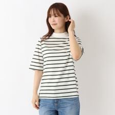エンザイム加工 ボーダー5分袖プルオーバー