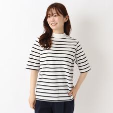 エンザイム加工 ボーダー5分袖プルオーバー