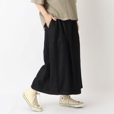 インディゴデニム 9分丈ワイドフレアパンツ