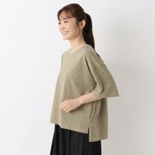 コットン天竺 ボーダー5分袖プルオーバー