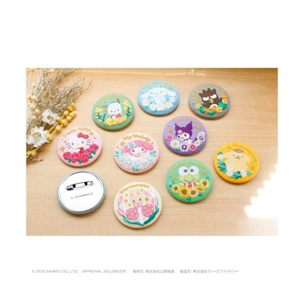 サンリオ　刺繍缶バッジ　花言葉 サンリオキャラクターズ_トレーディング花言葉刺繍缶バッジ