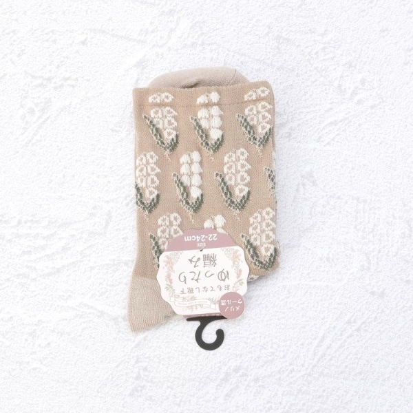 ◆スズラン総柄ゆったりクルーソックス