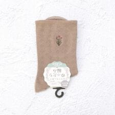 ◆花刺繍ゆったりクルーソックス