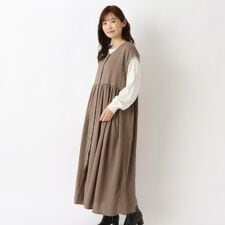 ノースリーブ 前開き比翼ワンピース