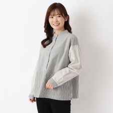 ワンズテラス(one'sterrace)の3柄コンビ スタンドカラーブラウス