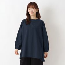 フランネル 袖刺繍入り チュニックブラウス