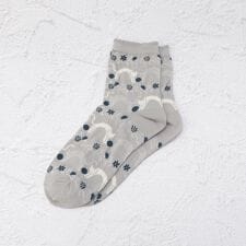 ◆【ワンズテラスオリジナル】メッセージ帯 ネコ花蔦柄 クォーターソックス