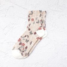 ◆【ワンズテラスオリジナル】メッセージ帯 ボタニカル柄 クォーターソックス