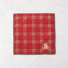 ◆【ワンズテラスオリジナル】テディベア柄 タオルハンカチ チェック