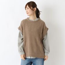 アクリルニット柄ブラウス アンサンブル