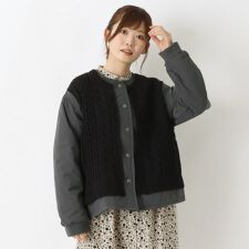 中綿キルティングニットコンビジャケット