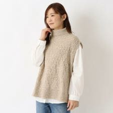 ケーブル編み タートルニットベスト