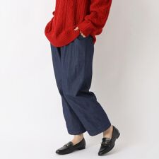 デニム&ツイル 裏フリース 9分丈パンツ