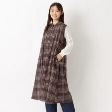 チェック柄 ノースリーブギャザーワンピース