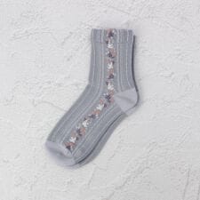 ◆あなたに優しい 表コットン100 鳥花LN クォーターソックス