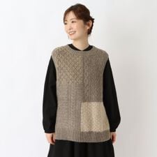 異素材パッチワークニットベスト