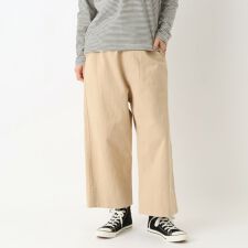 ツイル&デニム9分丈ワイドストレートパンツ