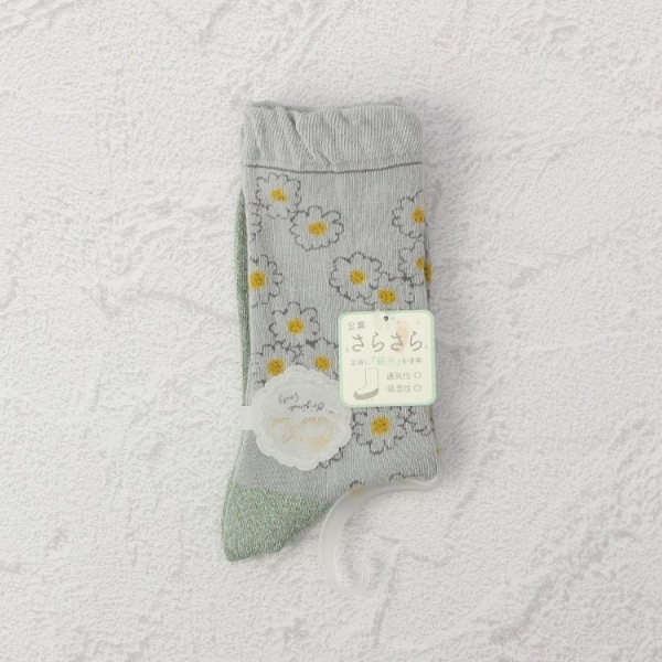 ◆PP 足底紙糸マーガレット クルーソックス