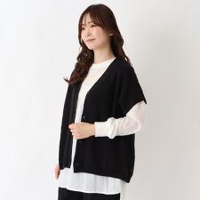 鹿の子編み 肩落ちニットベスト