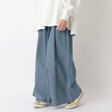 デニムタックワイドパンツ