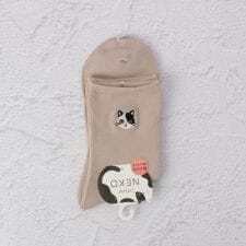 ◆猫刺繍 クォーターソックス