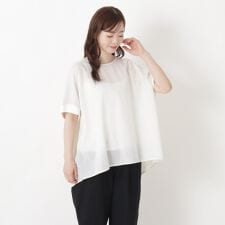 異素材 プルオーバーブラウス