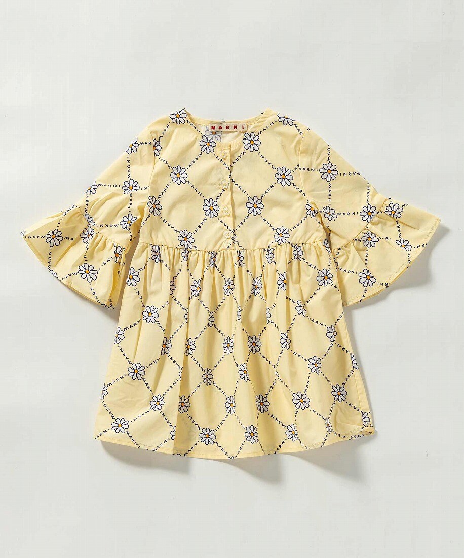MARNI(マル二)Baby ブランドロゴフラワー半袖ワンピース | マルニ