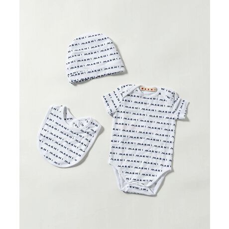 MARNI Baby ベビーギフトブランドロゴロンパーススタイキャップ3点 