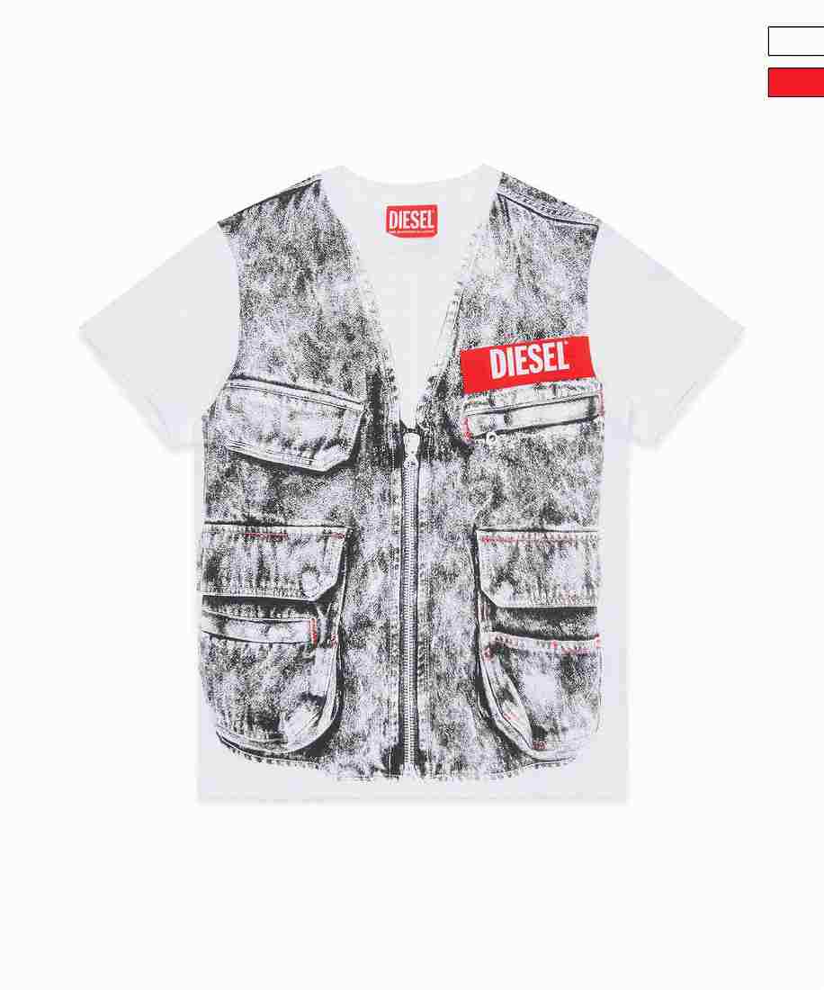 DIESEL ブランドロゴベスト風半袖Tシャツカットソー | ディーゼル