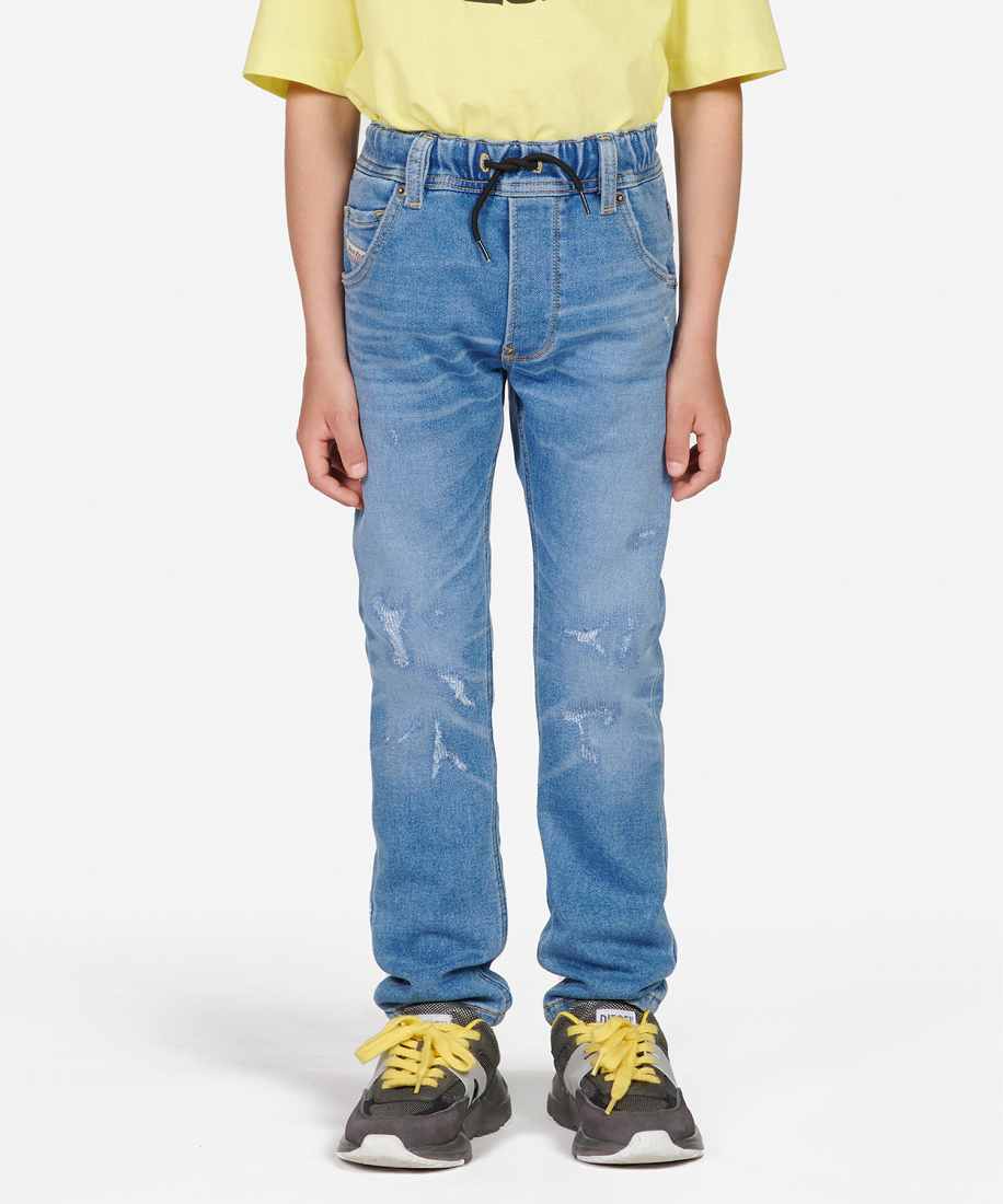 古着 ディーゼル DIESEL ヒッコリーストライプ ストレートデニムパンツ 