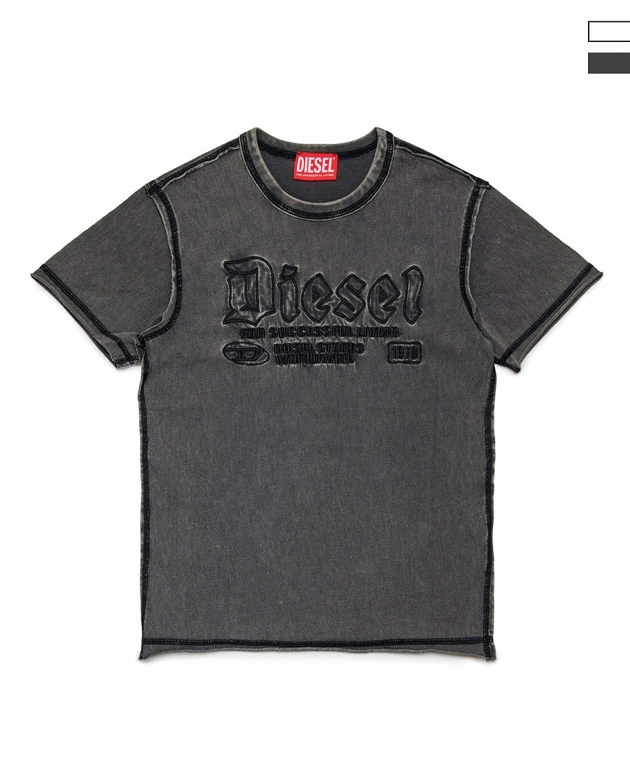 DIESEL ディーゼル　D ロゴ　ウォッシュ　ポロ DIESEL ブランドロゴパッチウォッシュ加工半袖Tシャツカットソー