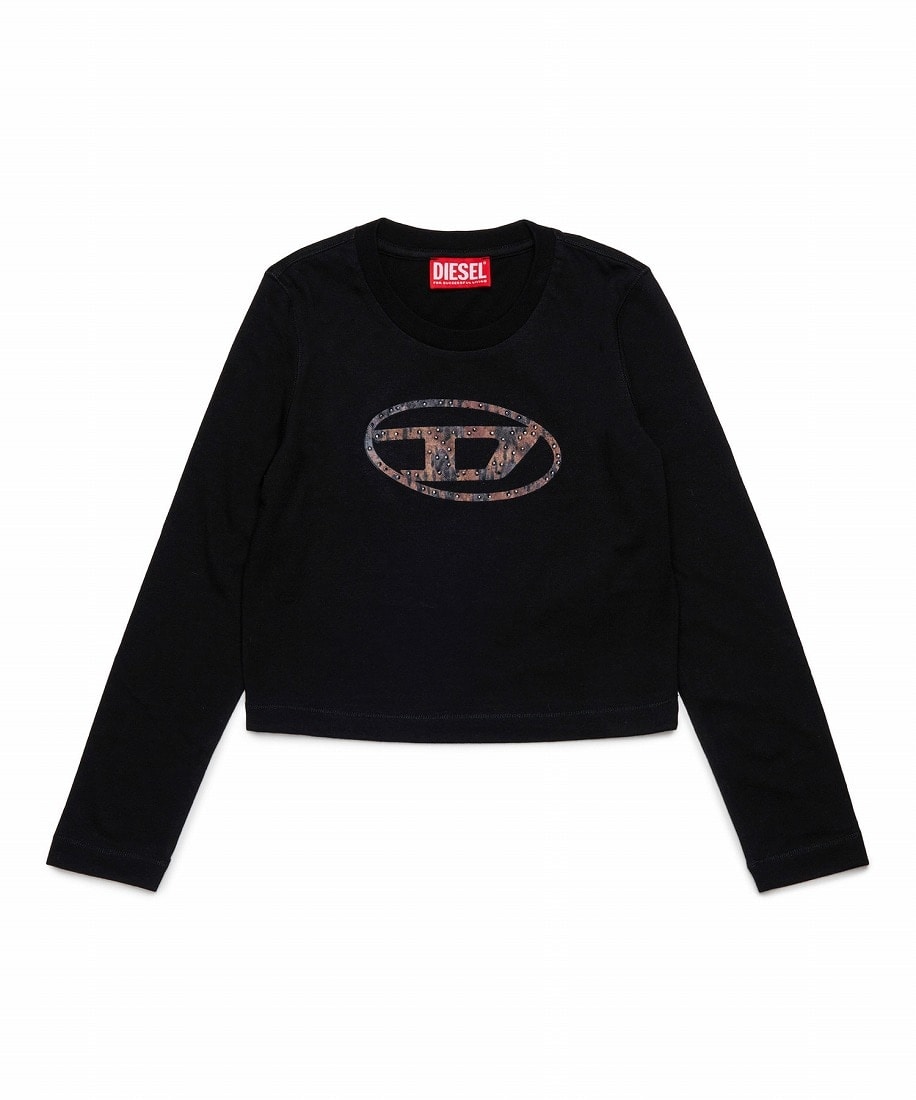 DIESEL オーバルDブランドロゴビジュースタッズ長袖Tシャツカットソー