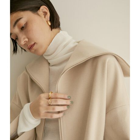 □名作ADANハーフジップロングコートLカーキ （COUTURE D