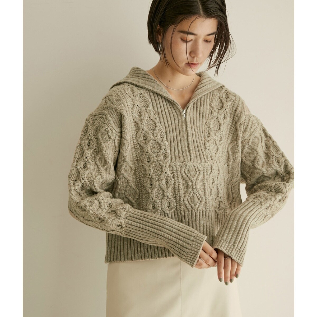 アダムエロペ 】ニットタンクセットクロップドプルオーバー ay-ka