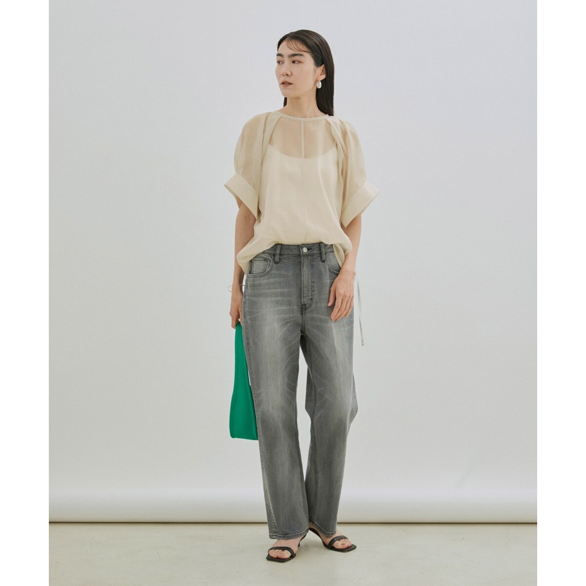 サロン アダムエロペ シャツ シアーストリングカフスパフスリーブブラウス SALON adam et rope'（サロン アダム エ ロペ）の「シアー