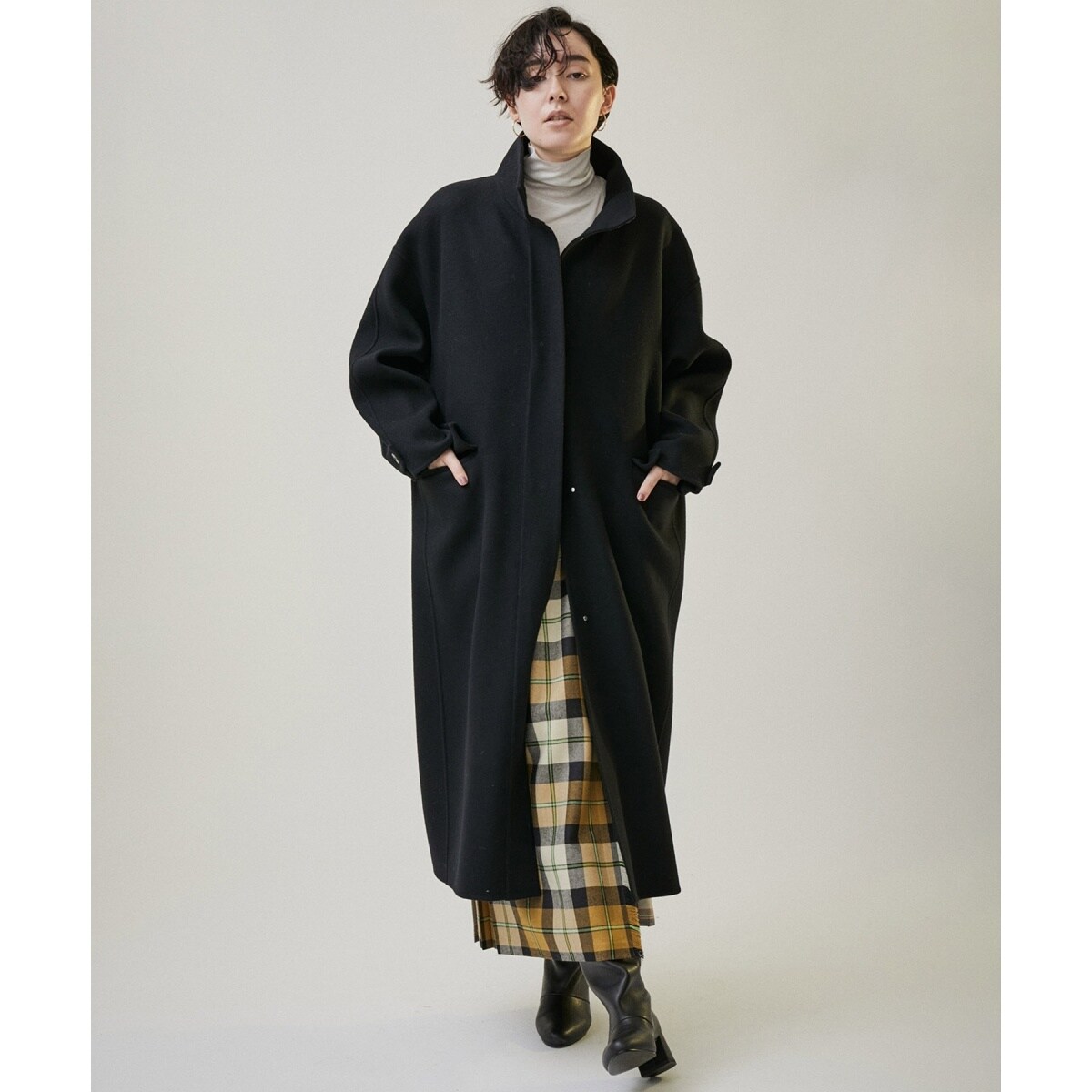 ピュアラムウールリバーミリタリースタンドカラーコート 雑誌掲載】ピュアラムウールリバーミリタリースタンドカラー