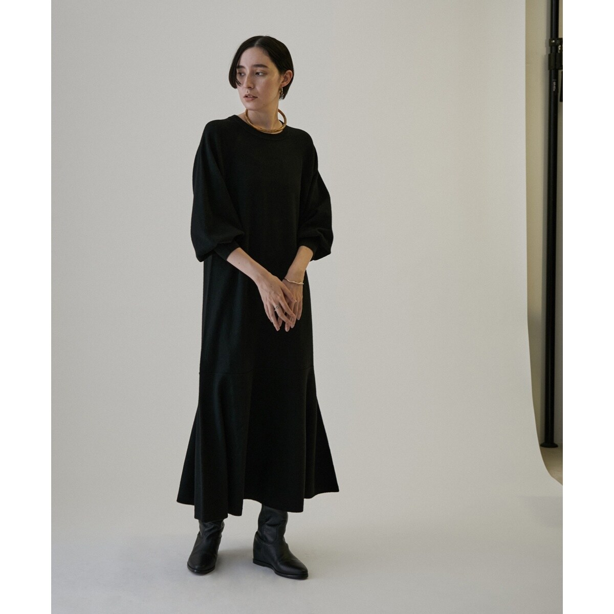 WEB限定】へムペプラムロングニットワンピース | サロン アダム エ