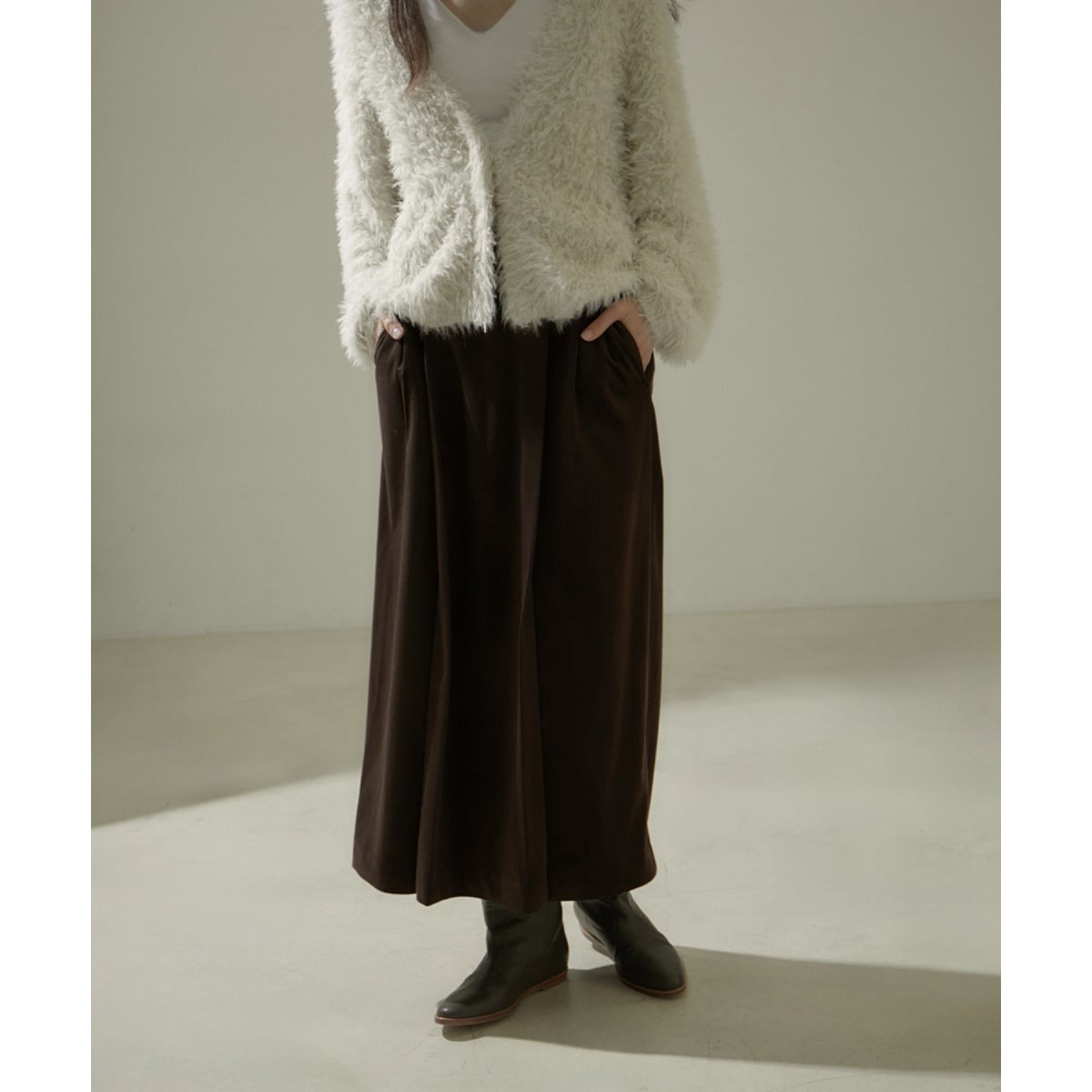 SALON adam et ropeリブレギンス＋ミニスカートセット【洗える】 SALON adam et rope' スカート リブレギンス＋ミニスカート