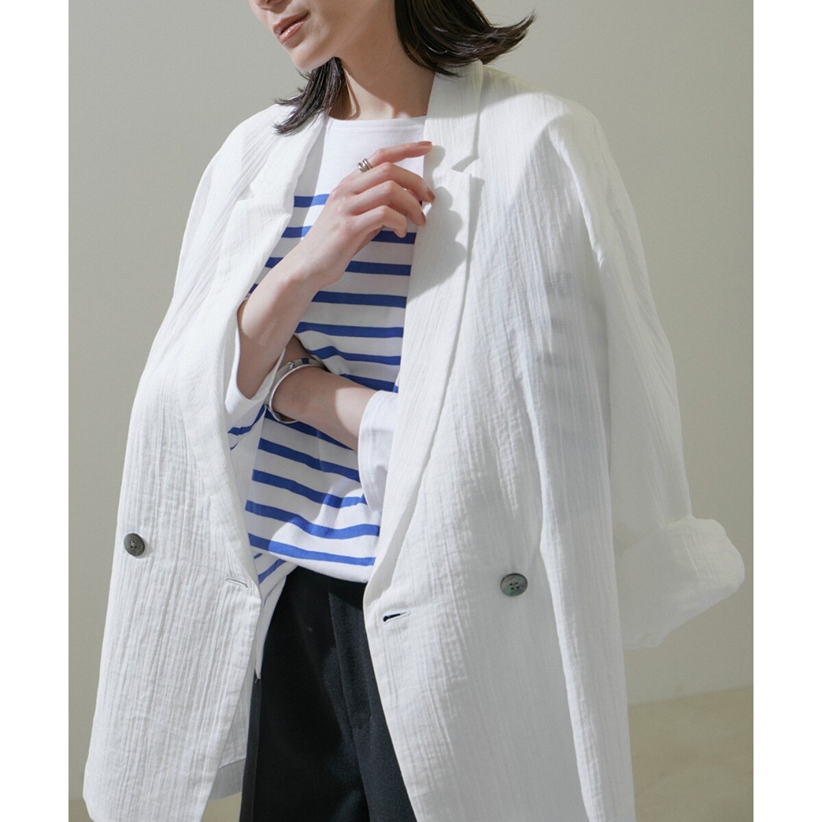 洗える】オーガニックコットンガーゼオーバージャケット[24SS