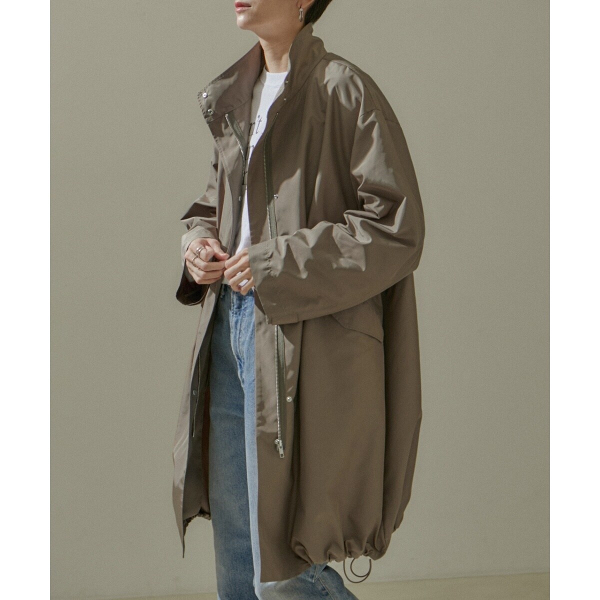 24SS]ミリタリースタンドカラーコート/モッズコート【撥水加工・洗える