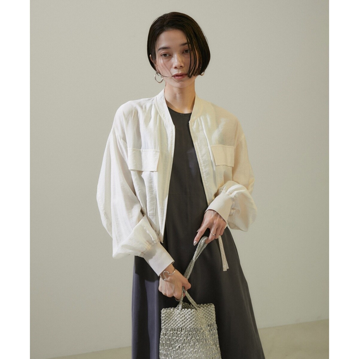 サロンアダムエロペ　[24SS]シアークロップドブルゾン【洗える】 楽天市場】[24SS]シアークロップドブルゾン【洗える】 SALON