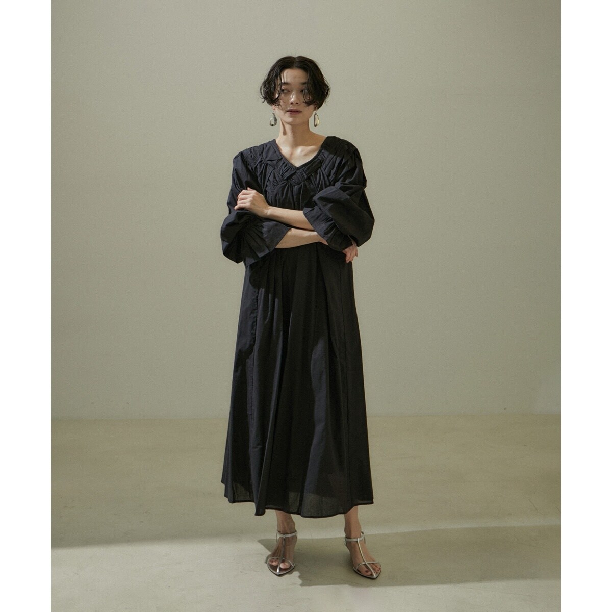 サロン アダムエロペ　 ハンドウィーブ2WAYワンピース　ロング WEB限定】ハンドウィーブ2WAYワンピース/24SS【洗える