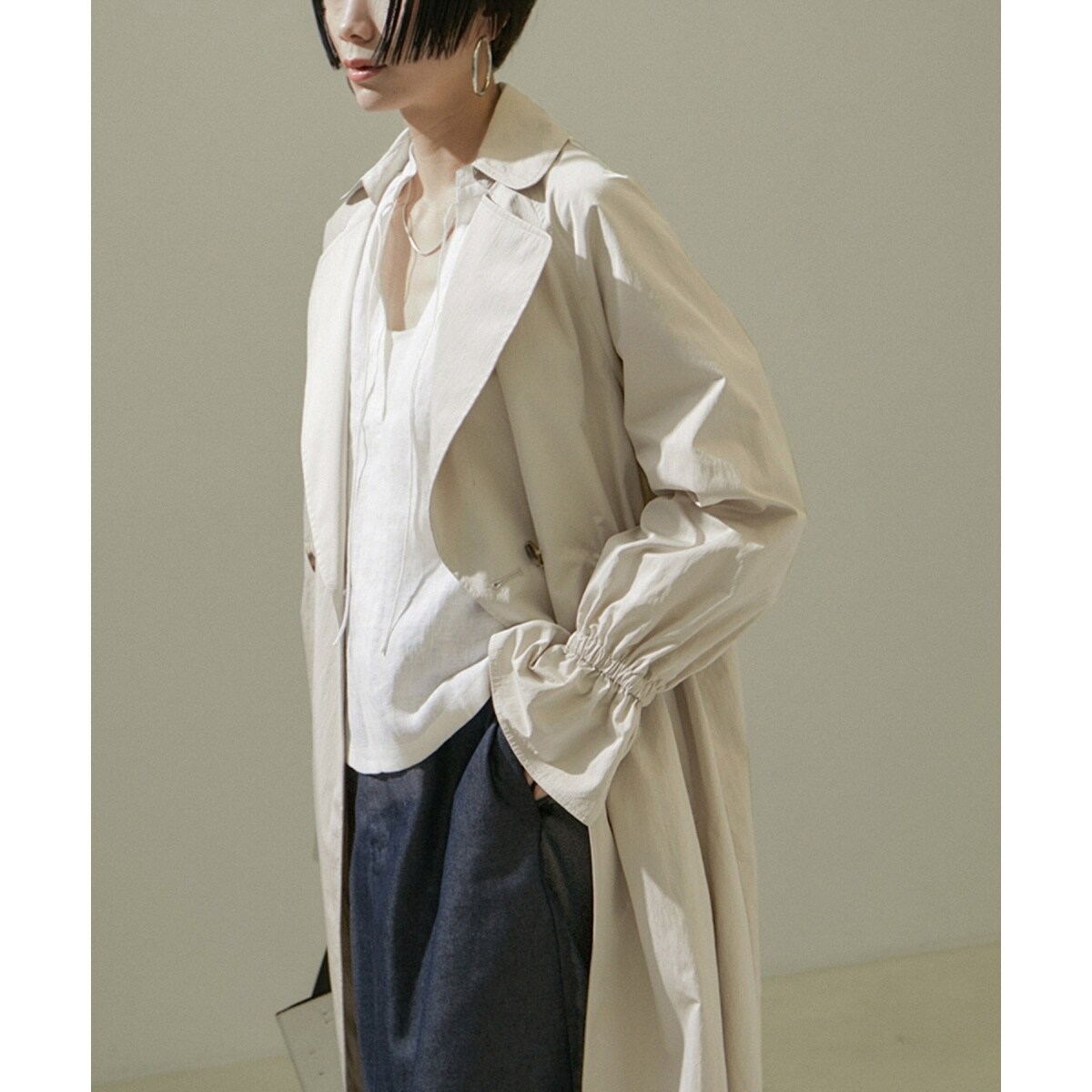 WEB限定】ライトクロスギャザースリーブトレンチコート/24SS | サロン